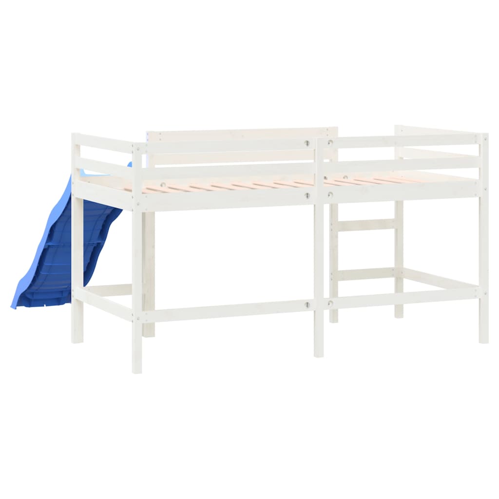 vidaXL Cama alta de niños con escalera madera maciza blanca 80x200 cm