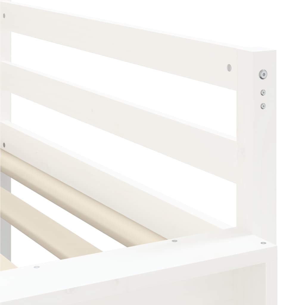 vidaXL Cama alta de niños con escalera madera maciza blanca 80x200 cm