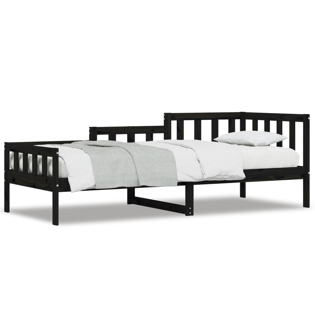 vidaXL Sofá cama sin colchón madera maciza de pino negro 90x190 cm