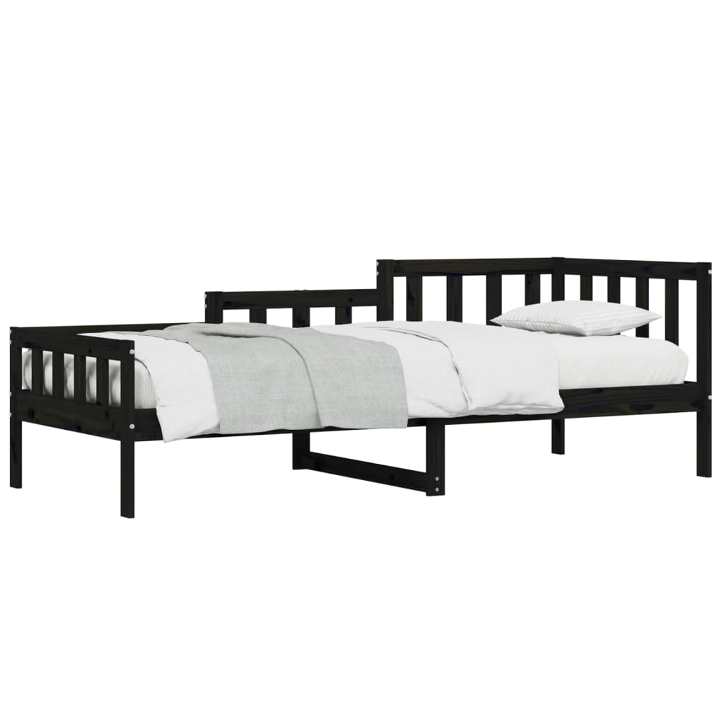 vidaXL Sofá cama sin colchón madera maciza de pino negro 90x190 cm