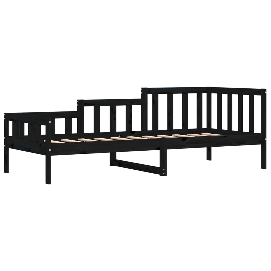 vidaXL Sofá cama sin colchón madera maciza de pino negro 90x190 cm