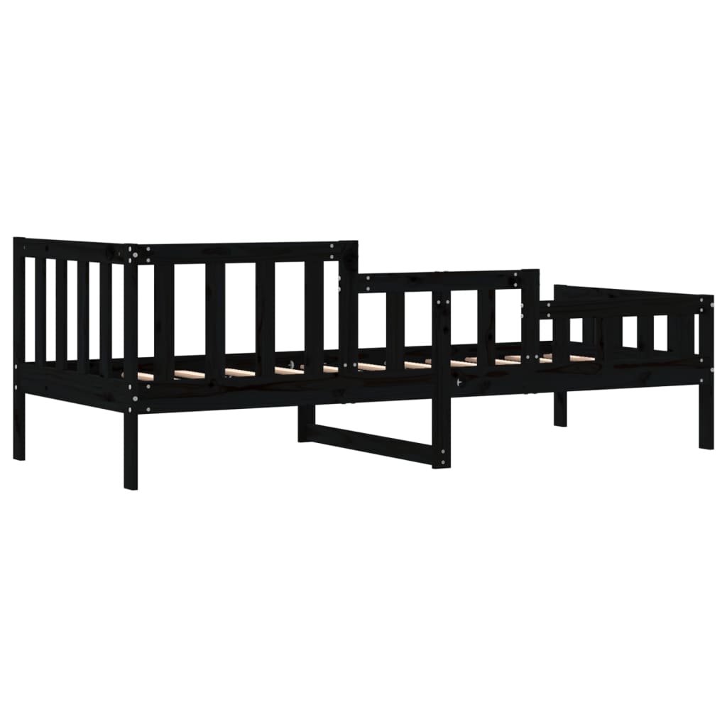 vidaXL Sofá cama sin colchón madera maciza de pino negro 90x190 cm