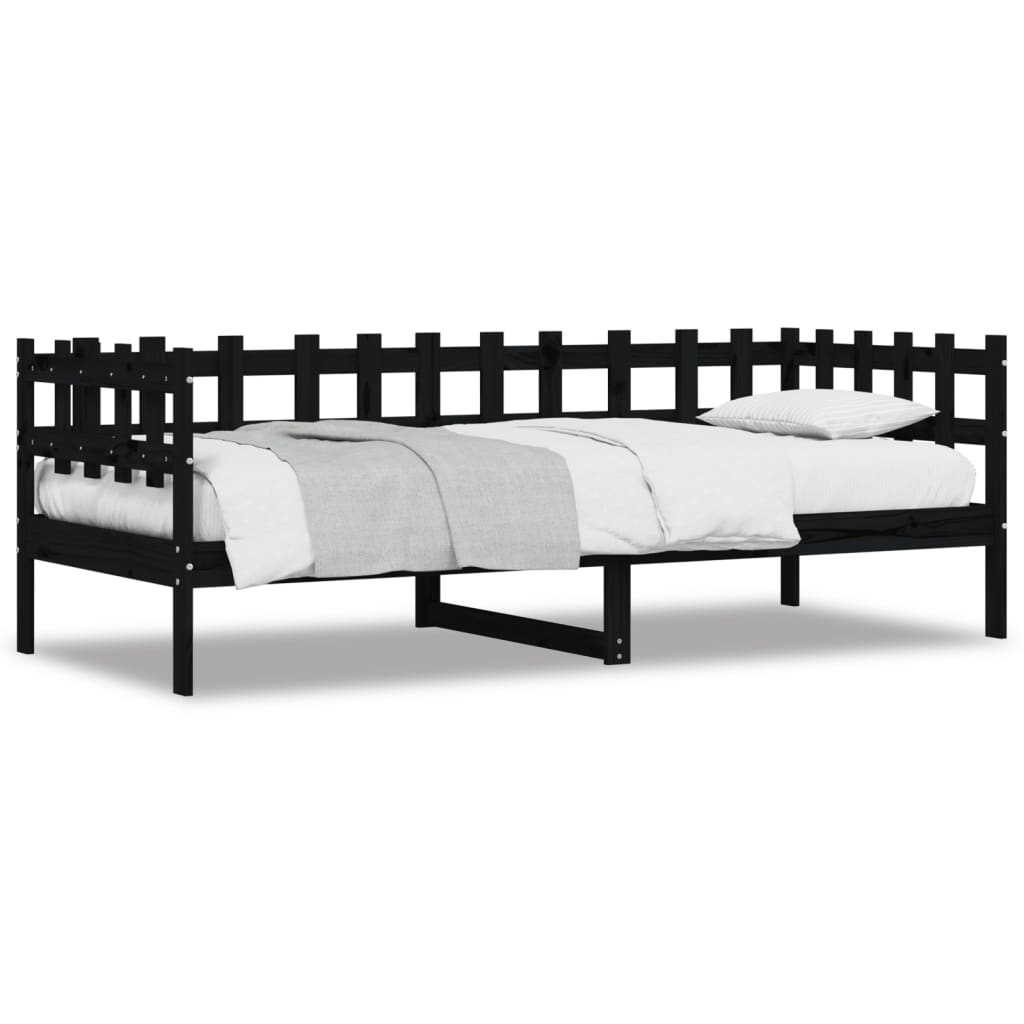 vidaXL Sofá cama sin colchón madera maciza de pino negro 80x200 cm