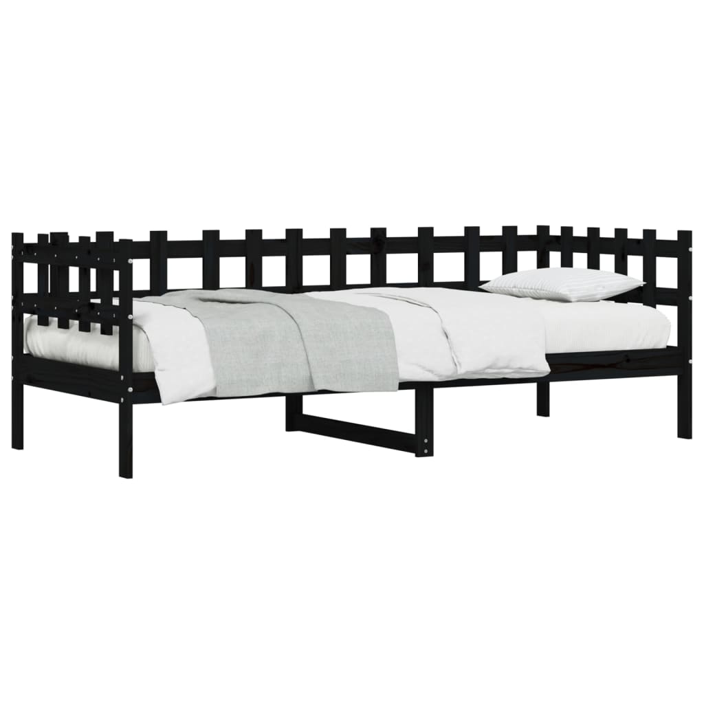 vidaXL Sofá cama sin colchón madera maciza de pino negro 80x200 cm