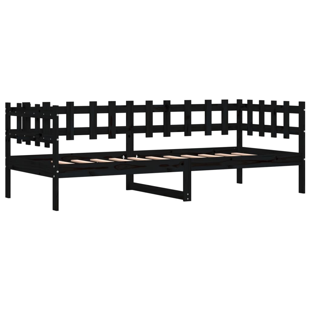 vidaXL Sofá cama sin colchón madera maciza de pino negro 80x200 cm