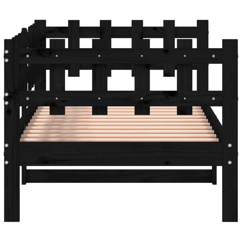 vidaXL Sofá cama sin colchón madera maciza de pino negro 80x200 cm