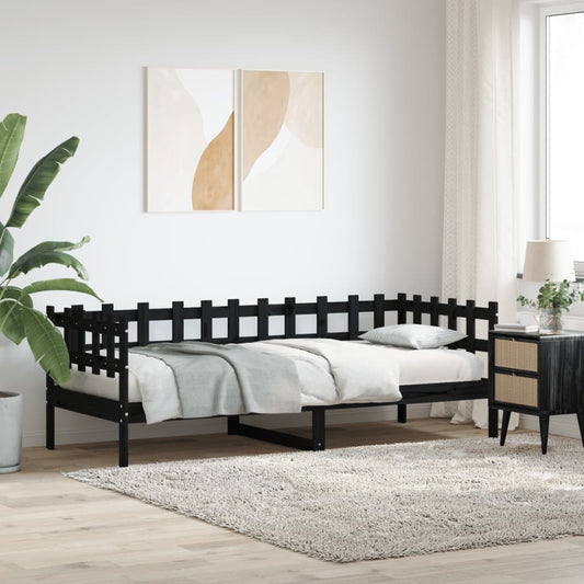 vidaXL Sofá cama sin colchón madera maciza de pino negro 80x200 cm