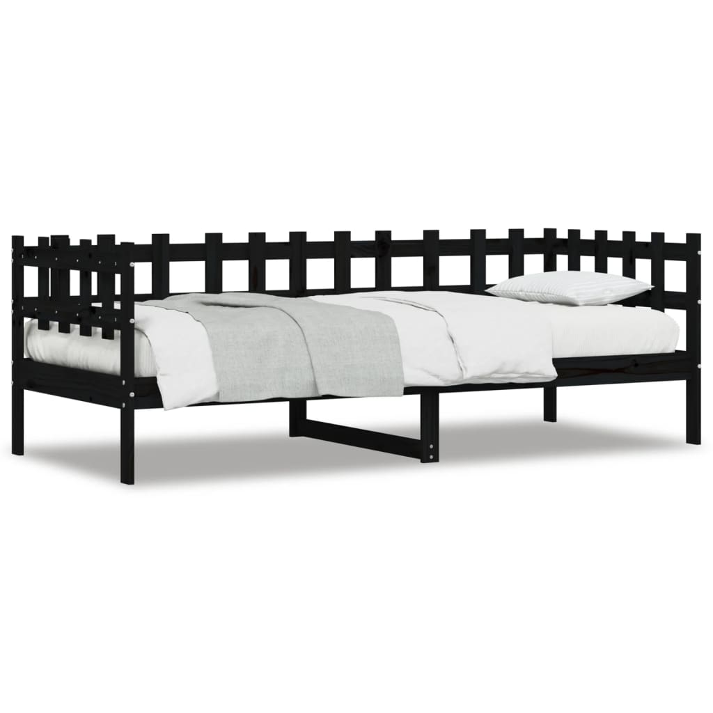 vidaXL Sofá cama sin colchón madera maciza de pino negro 90x190 cm