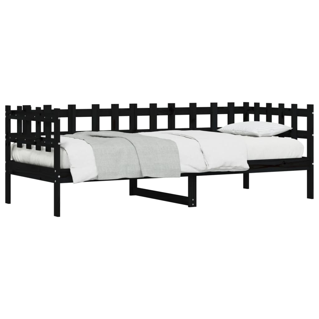 vidaXL Sofá cama sin colchón madera maciza de pino negro 90x190 cm