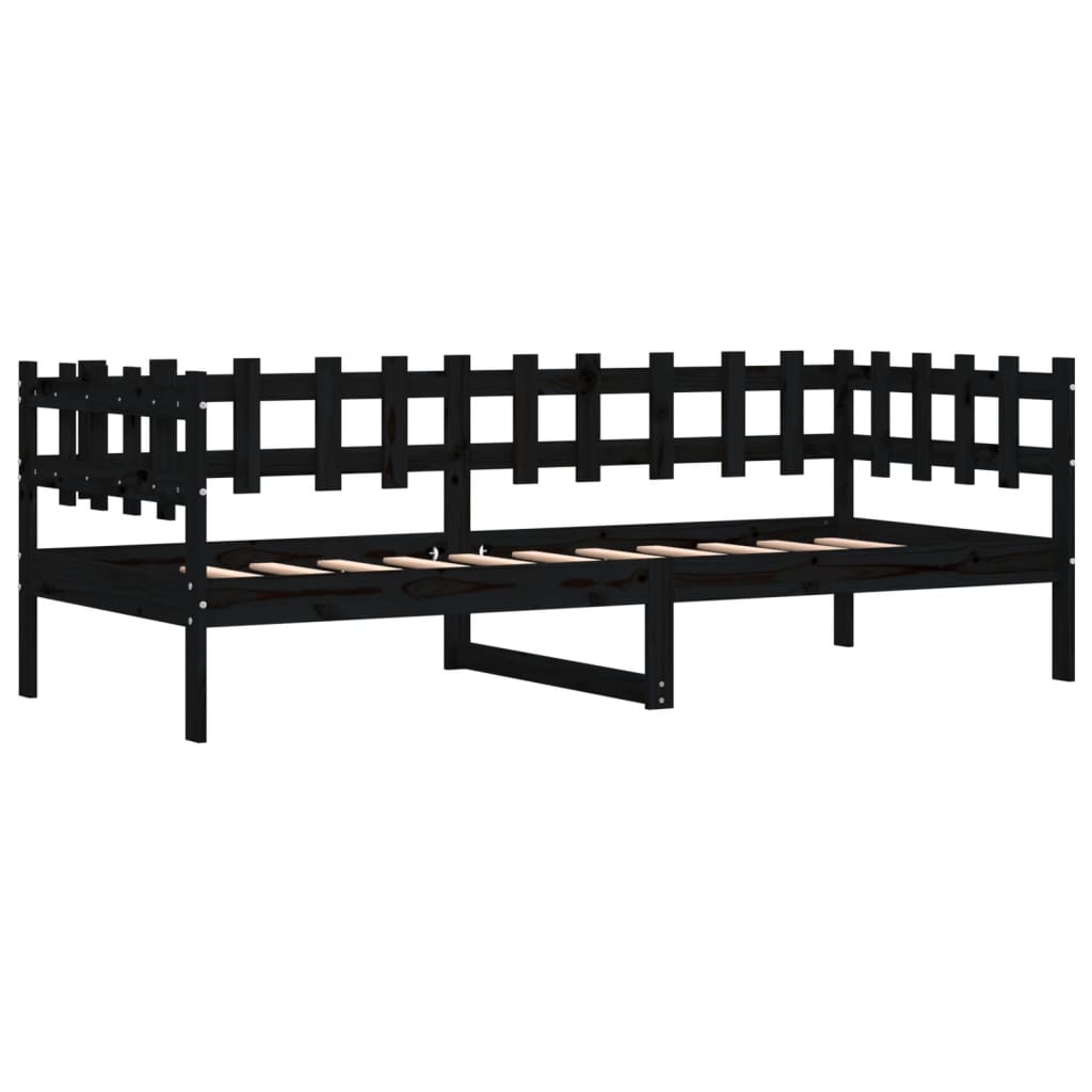 vidaXL Sofá cama sin colchón madera maciza de pino negro 90x190 cm