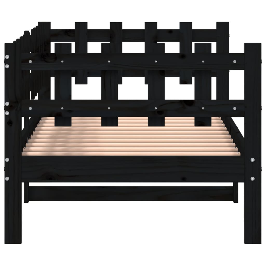 vidaXL Sofá cama sin colchón madera maciza de pino negro 90x190 cm