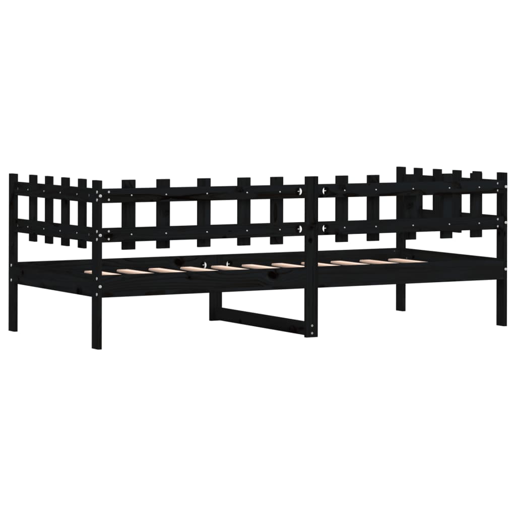 vidaXL Sofá cama sin colchón madera maciza de pino negro 90x190 cm