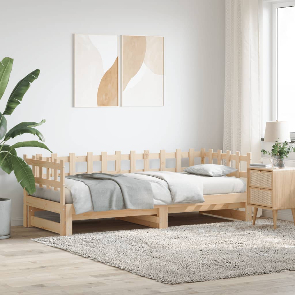 vidaXL Sofá cama extraíble madera maciza de pino 2x(80x200) cm