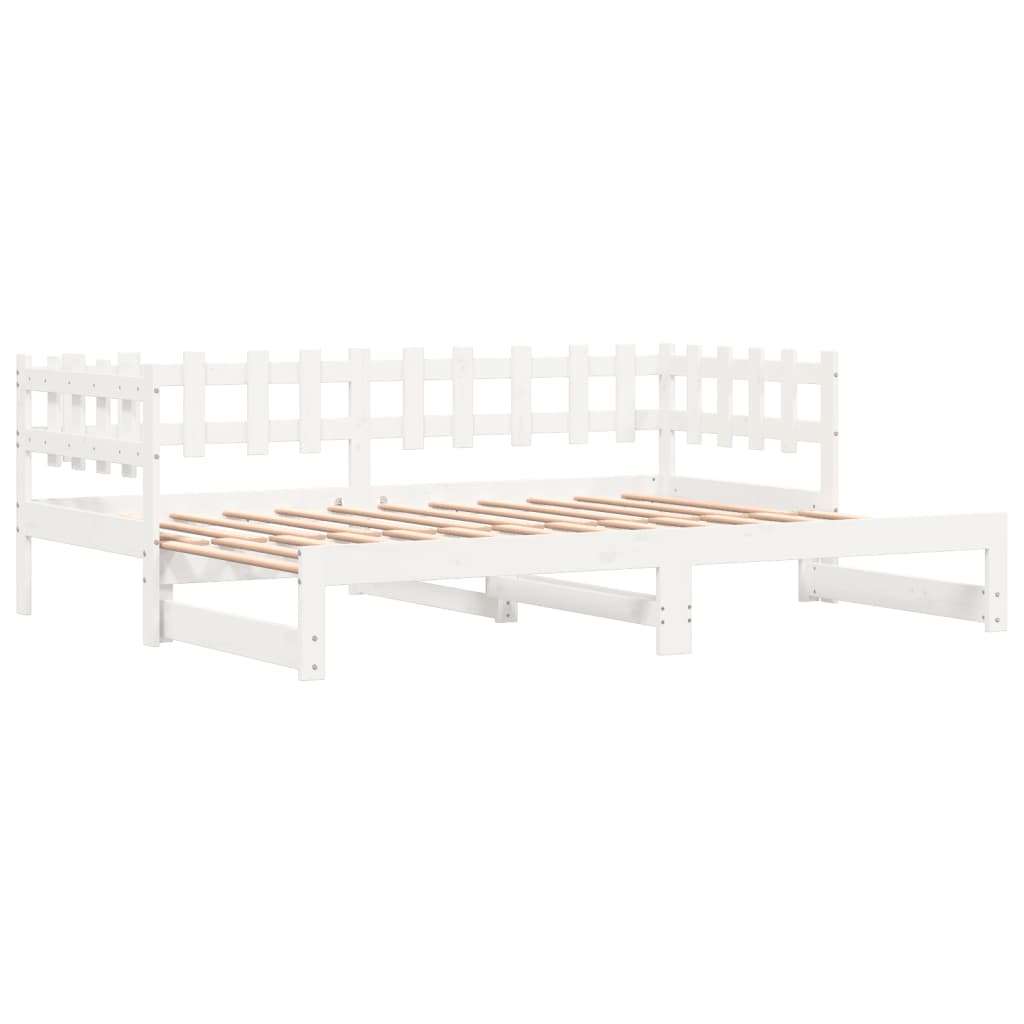 vidaXL Sofá cama extraíble madera maciza de pino blanco 2x(90x200) cm