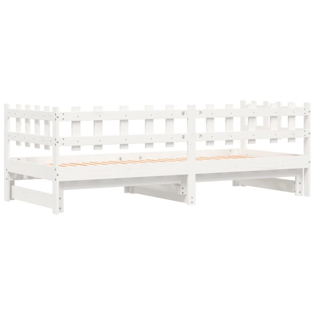 vidaXL Sofá cama extraíble madera maciza de pino blanco 2x(90x200) cm