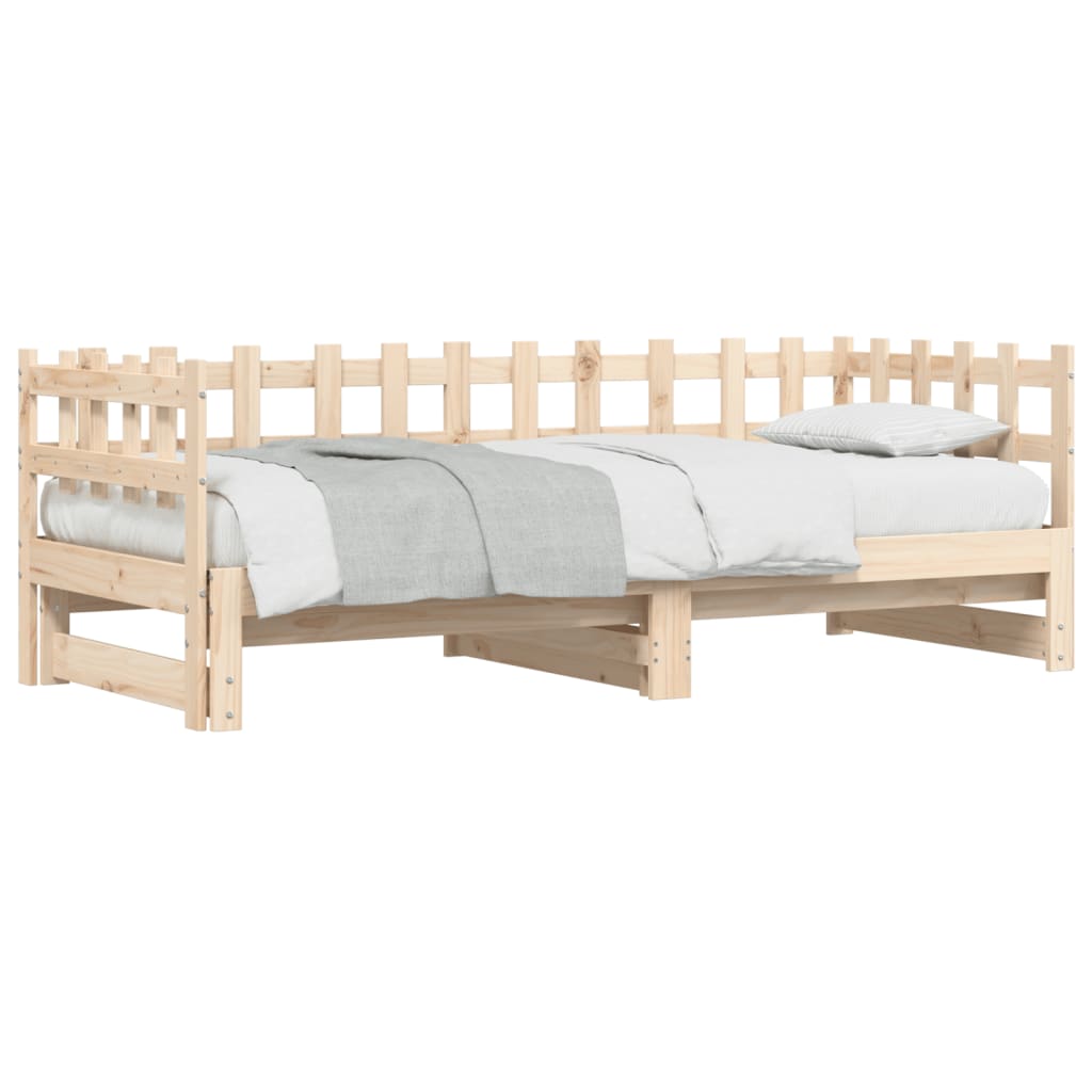 vidaXL Sofá cama extraíble madera maciza de pino 2x(90x190) cm