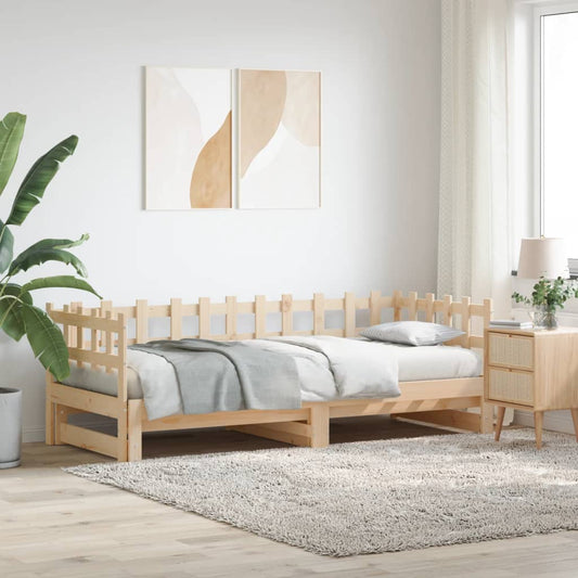 vidaXL Sofá cama extraíble madera maciza de pino 2x(90x190) cm