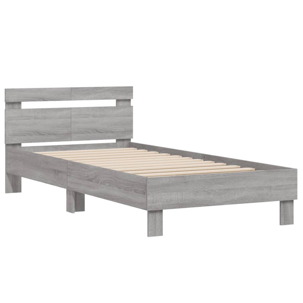 vidaXL Cama con cabecero madera de ingeniería gris Sonoma 100x200 cm