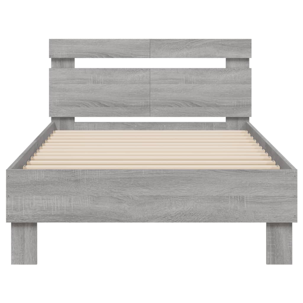 vidaXL Cama con cabecero madera de ingeniería gris Sonoma 100x200 cm