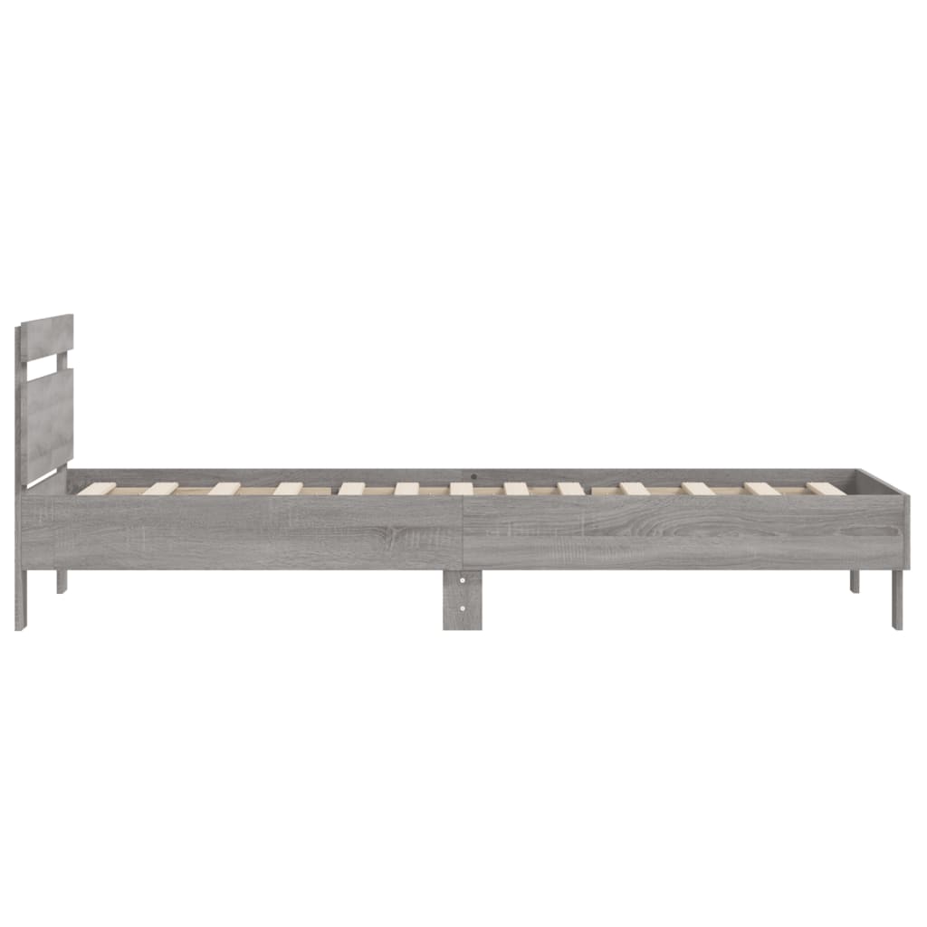 vidaXL Cama con cabecero madera de ingeniería gris Sonoma 100x200 cm