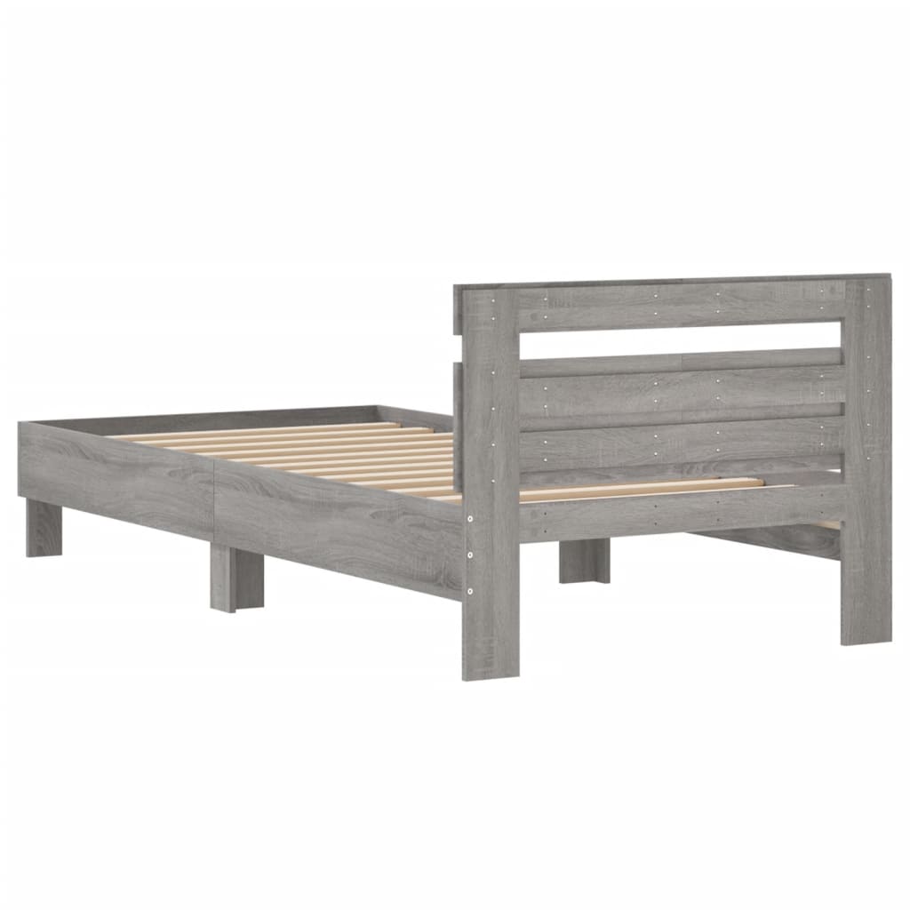 vidaXL Cama con cabecero madera de ingeniería gris Sonoma 100x200 cm