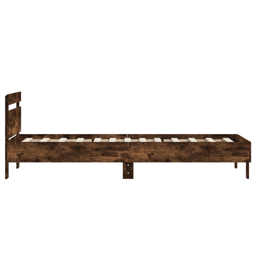 vidaXL Cama con cabecero madera de ingeniería roble ahumado 90x200 cm