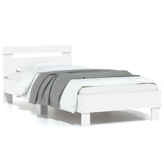 vidaXL Cama con cabecero madera de ingeniería blanca 90x190 cm