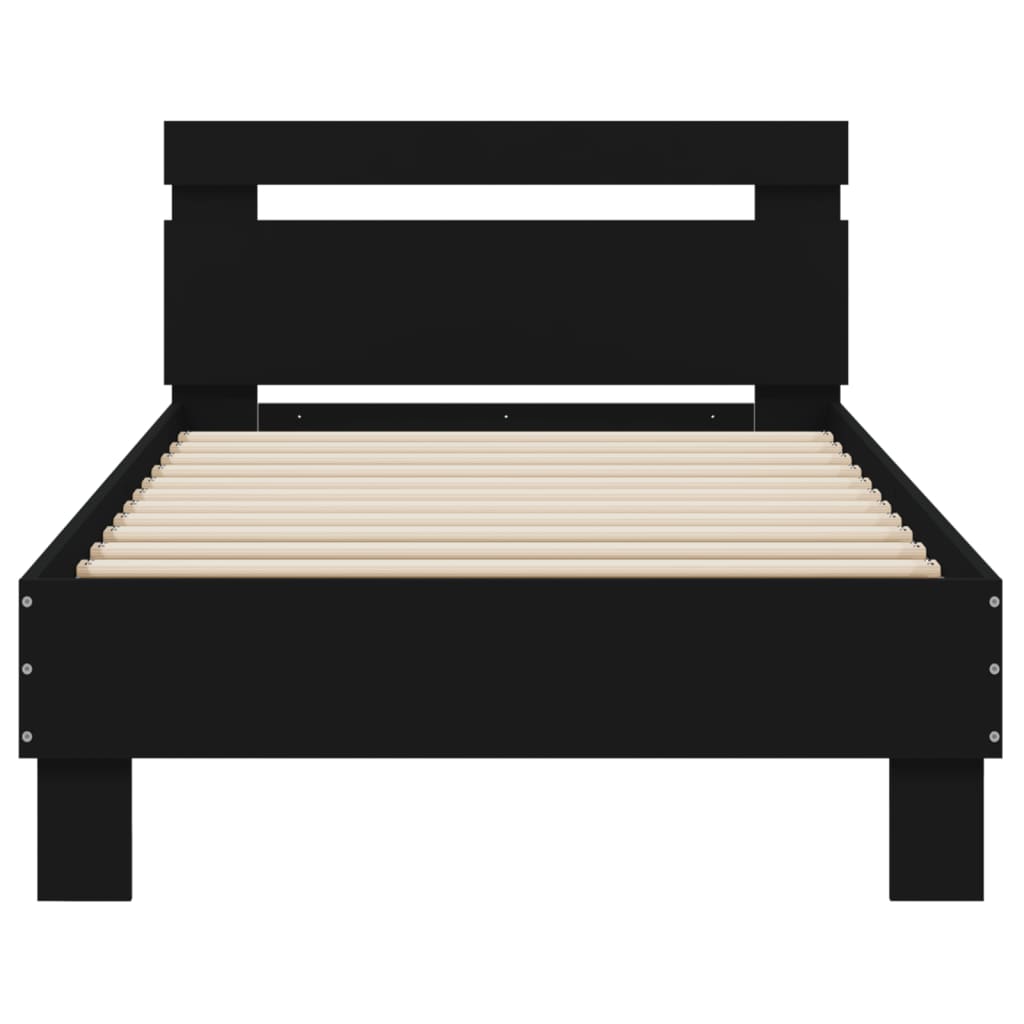 vidaXL Cama con cabecero madera de ingeniería negra 90x190 cm