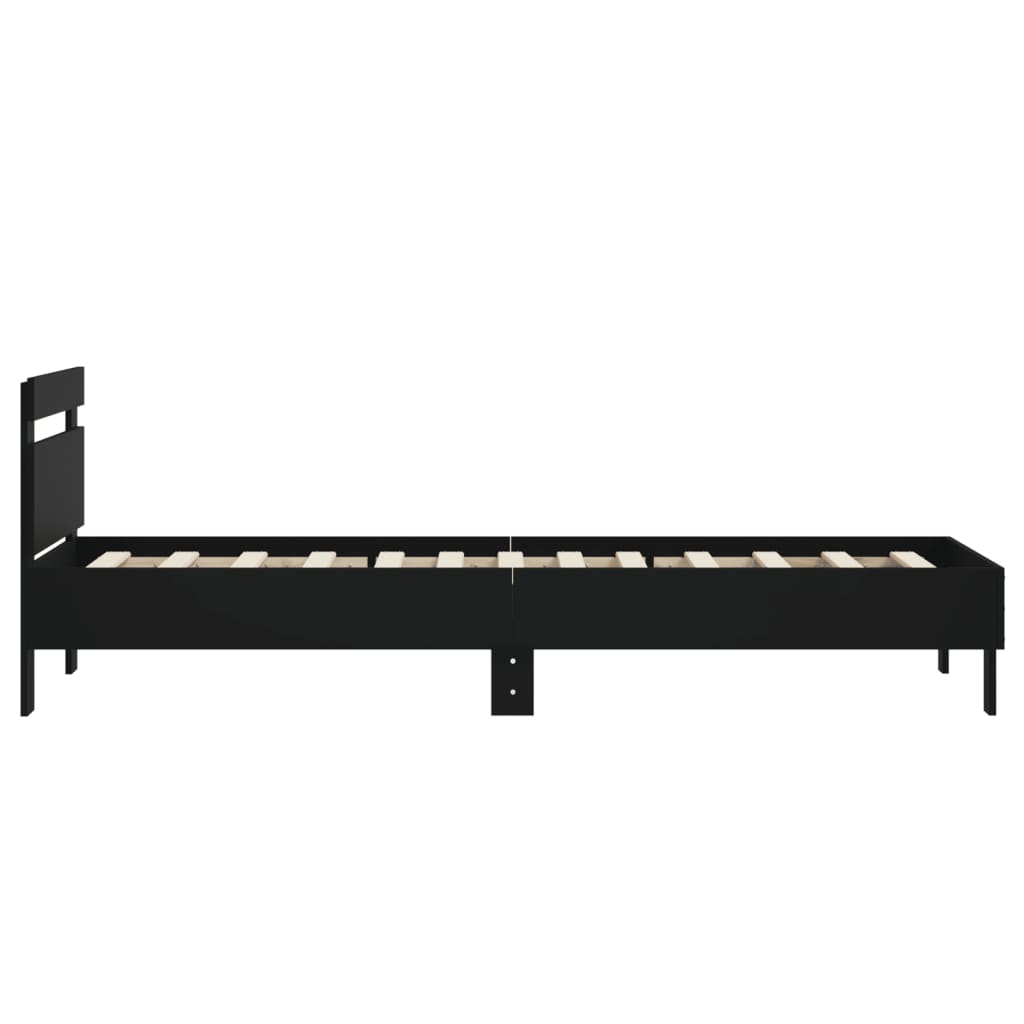 vidaXL Cama con cabecero madera de ingeniería negra 90x190 cm