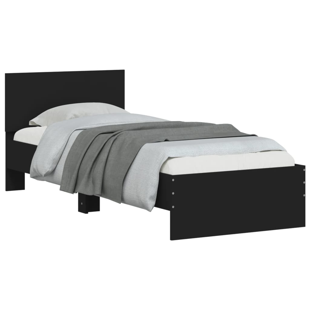 vidaXL Cama con cabecero madera de ingeniería negra 90x190 cm