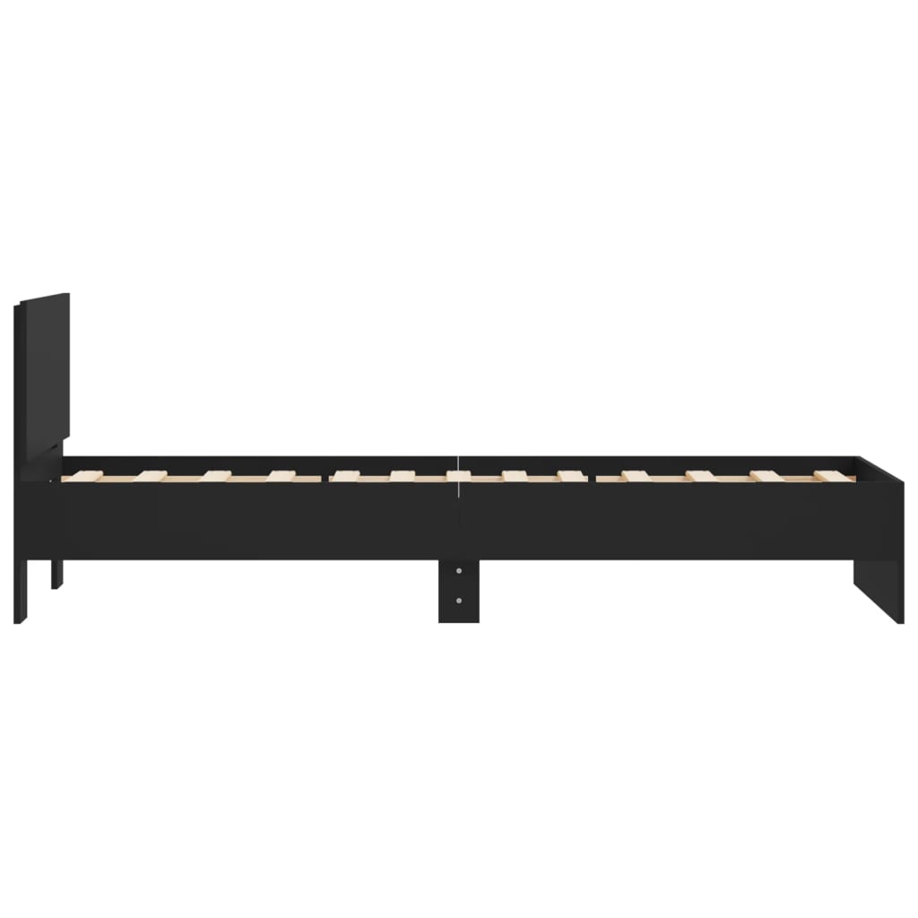 vidaXL Cama con cabecero madera de ingeniería negra 90x190 cm