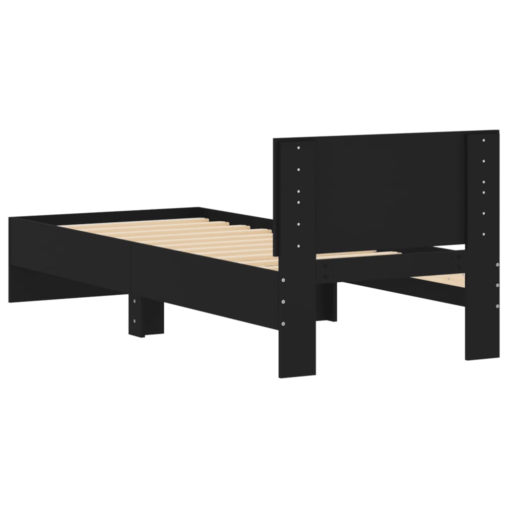 vidaXL Cama con cabecero madera de ingeniería negra 90x190 cm