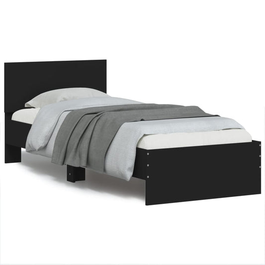 vidaXL Cama con cabecero madera de ingeniería negra 90x190 cm