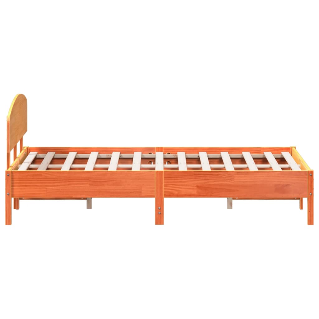 vidaXL Cama sin colchón madera maciza de pino marrón cera 140x200 cm