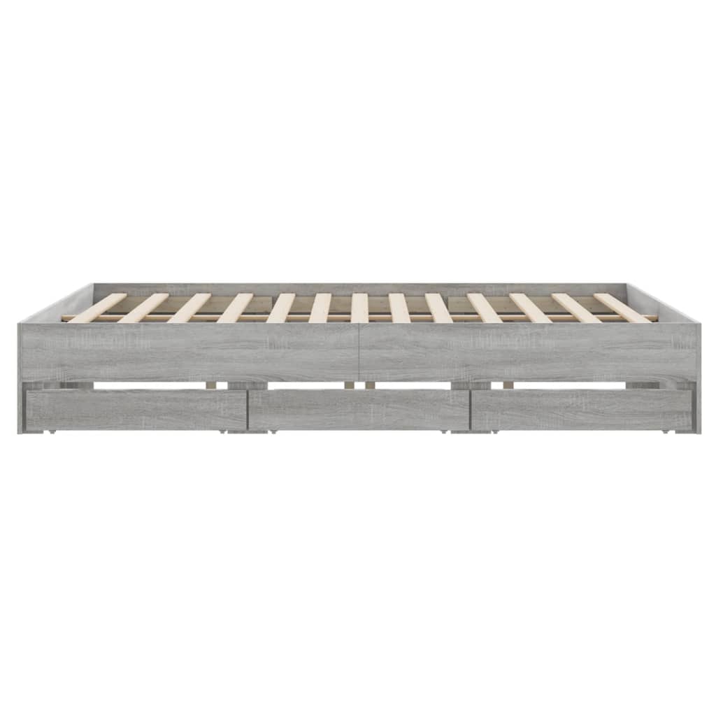 vidaXL Cama con cajones madera ingeniería gris Sonoma 200x200 cm