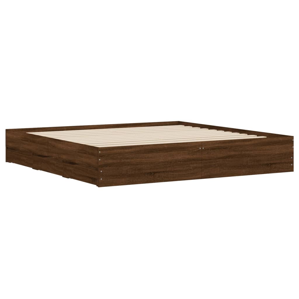 vidaXL Cama con cajones madera ingeniería marrón roble 200x200 cm