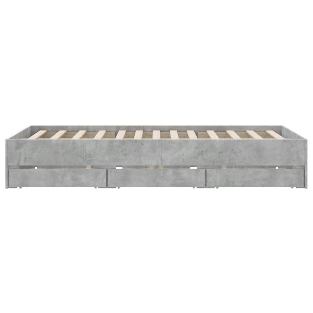 vidaXL Cama con cajones madera ingeniería gris hormigón 150x200 cm