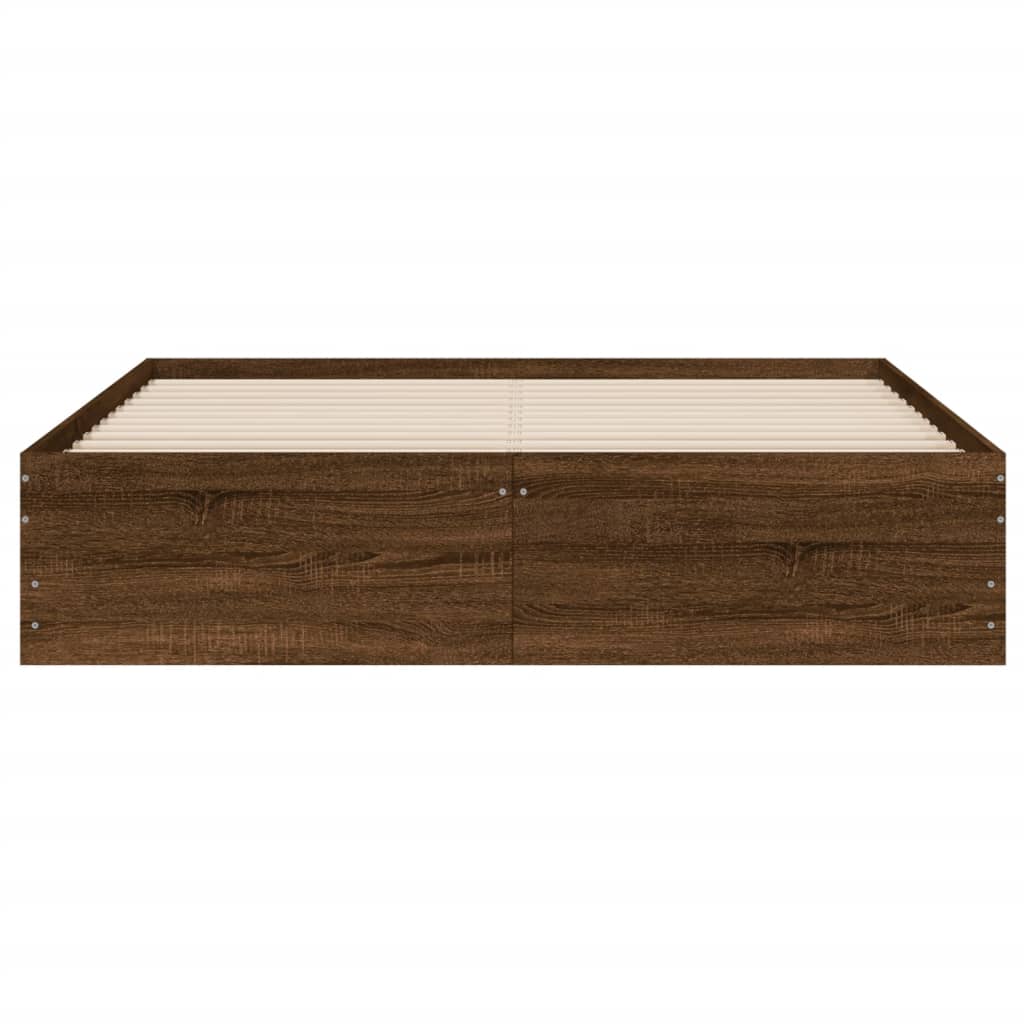 vidaXL Cama con cajones madera de ingeniería marrón roble 150x200 cm