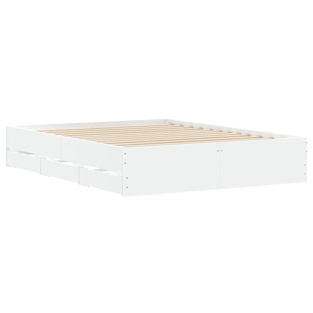 vidaXL Cama con cajones madera de ingeniería blanco 140x200 cm