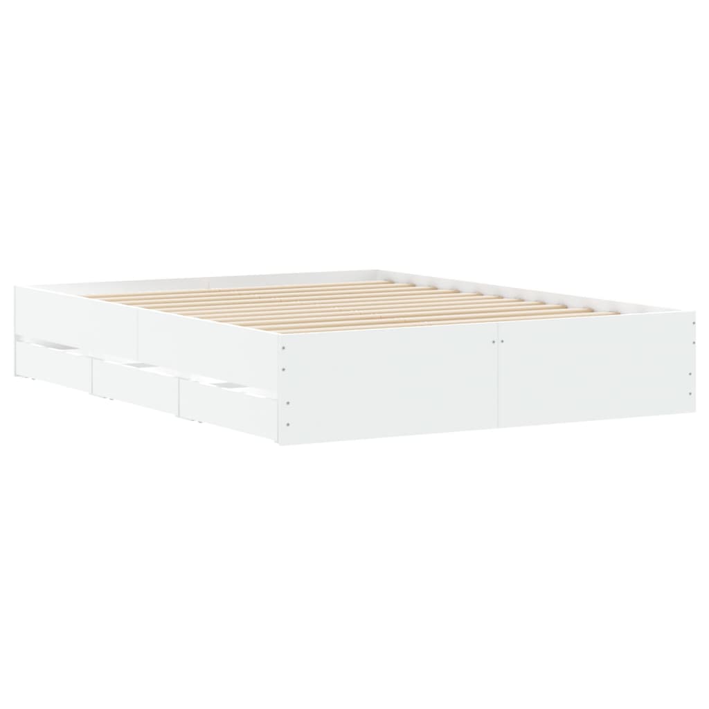 vidaXL Cama con cajones madera de ingeniería blanco 140x200 cm