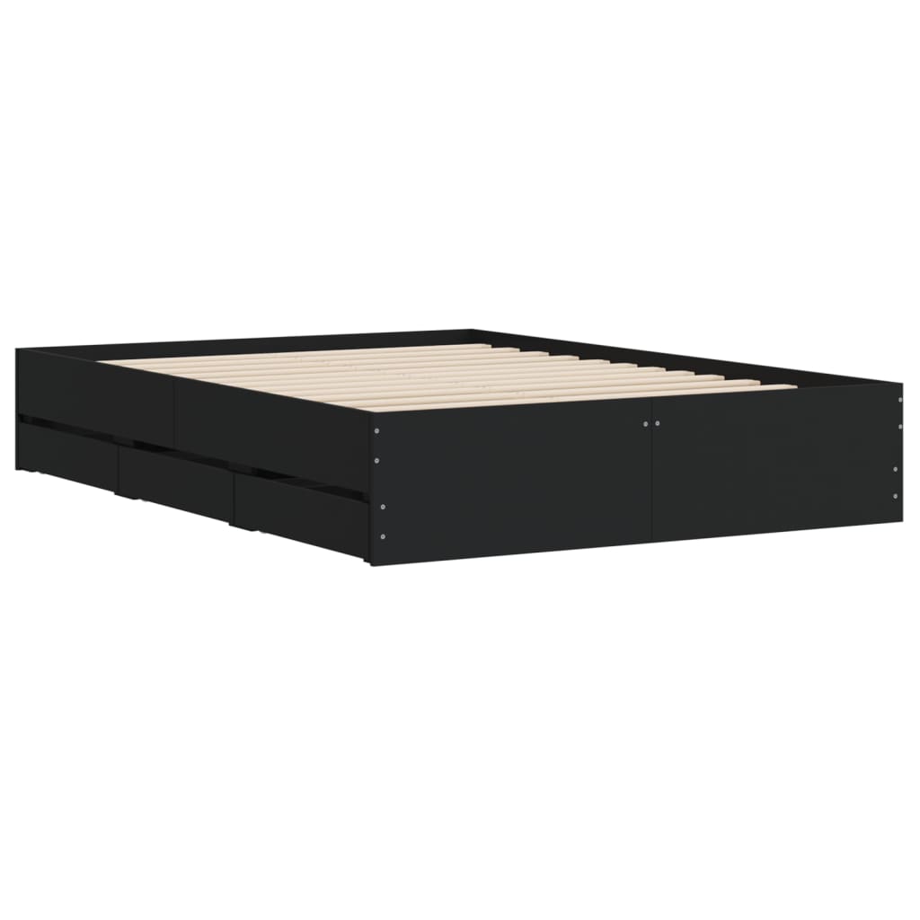 vidaXL Cama con cajones madera de ingeniería negro 120x200 cm