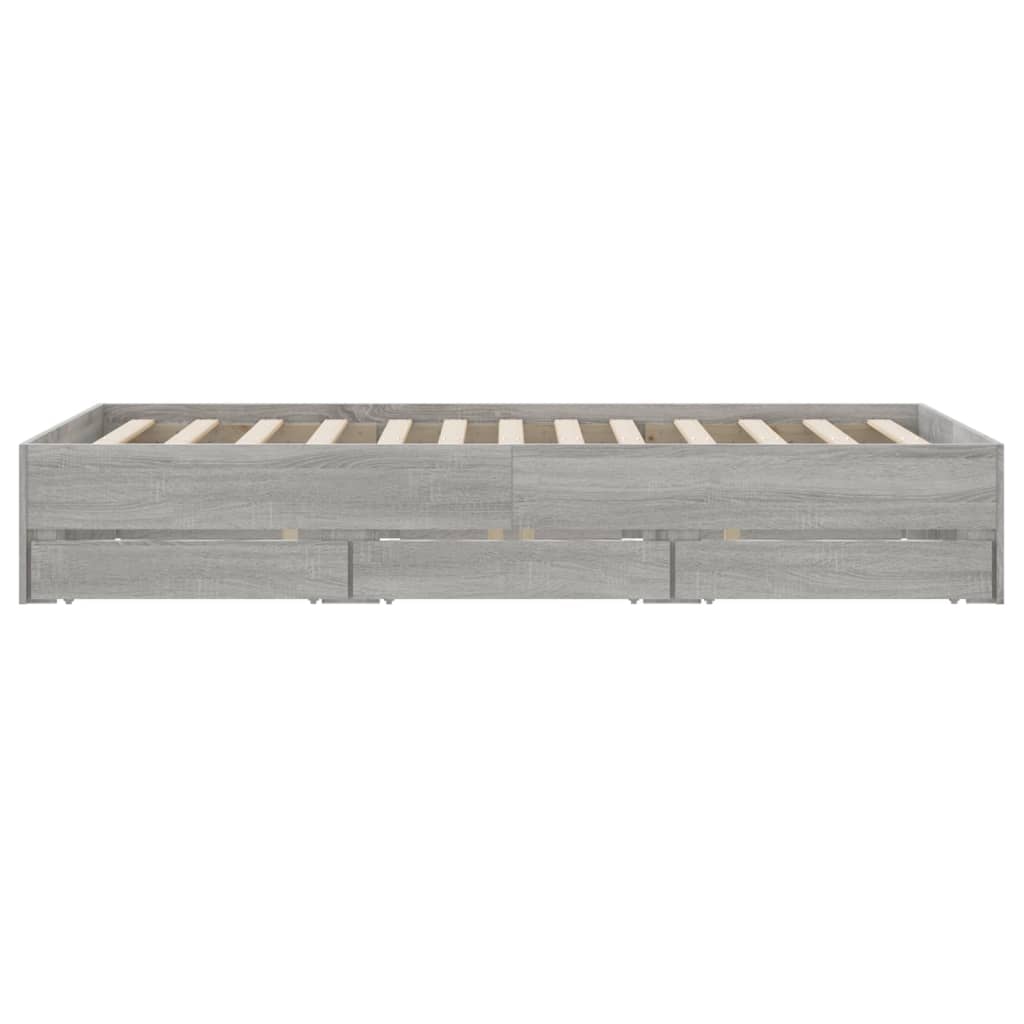 vidaXL Cama con cajones madera ingeniería gris Sonoma 120x200 cm