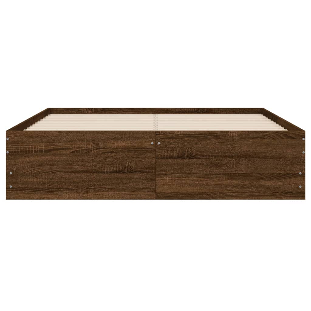 vidaXL Cama con cajones madera de ingeniería marrón roble 120x200 cm