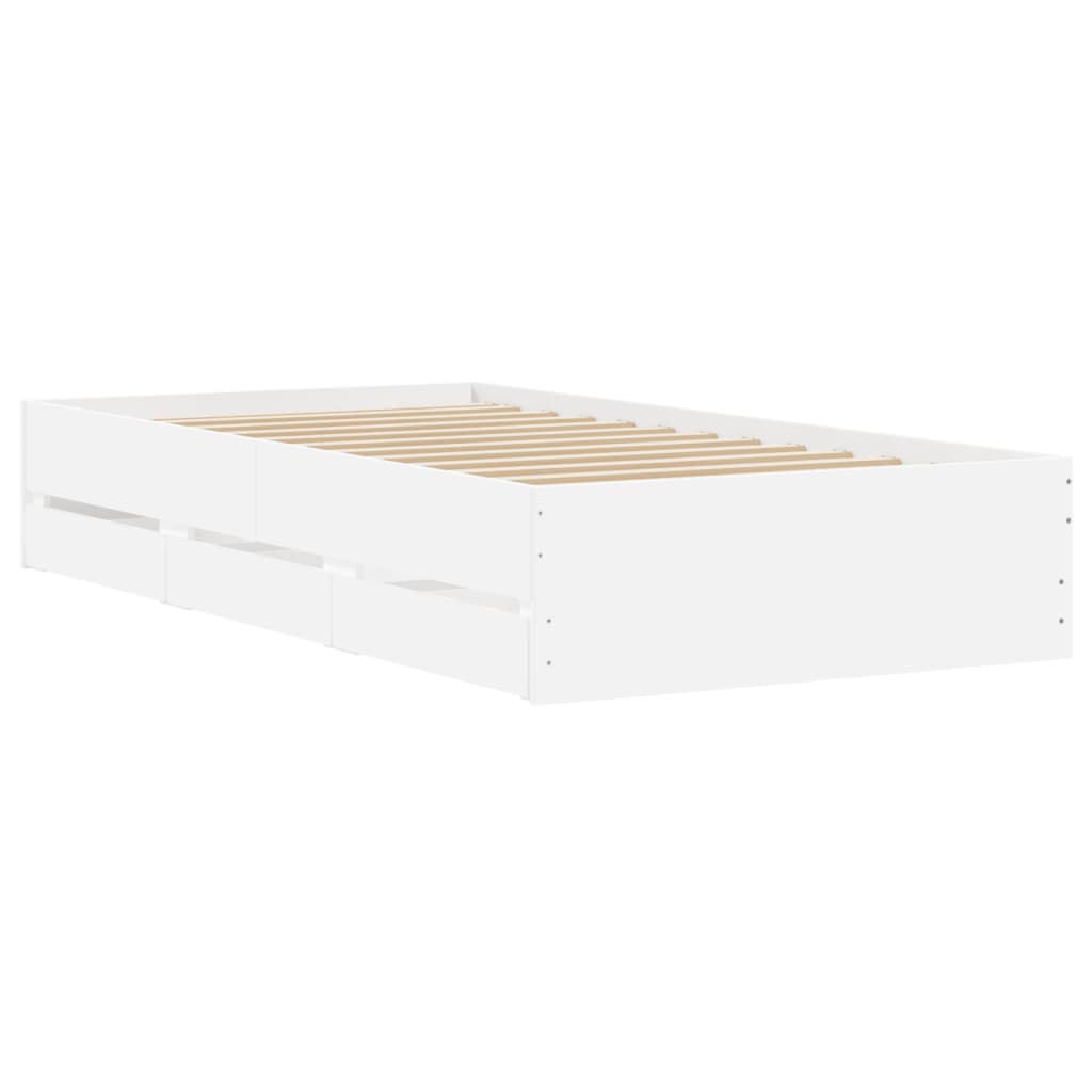 vidaXL Cama con cajones madera de ingeniería blanco 100x200 cm