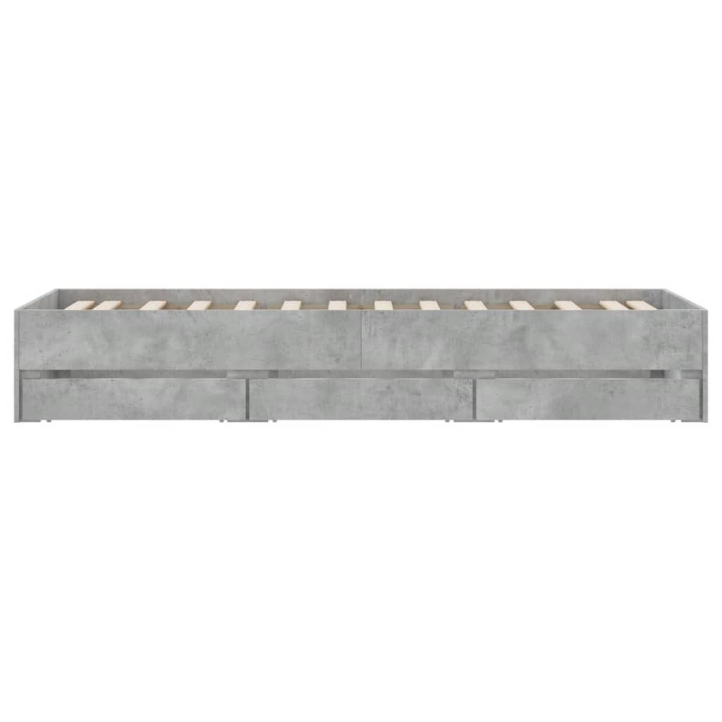 vidaXL Cama con cajones madera ingeniería gris hormigón 100x200 cm