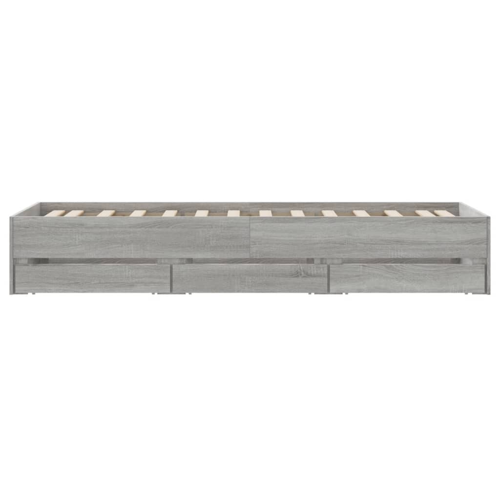 vidaXL Cama con cajones madera ingeniería gris Sonoma 100x200 cm