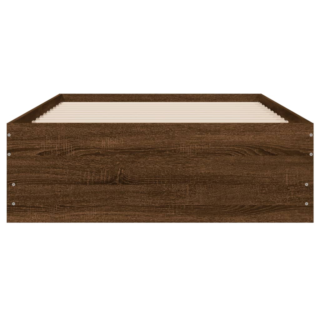 vidaXL Cama con cajones madera de ingeniería marrón roble 100x200 cm