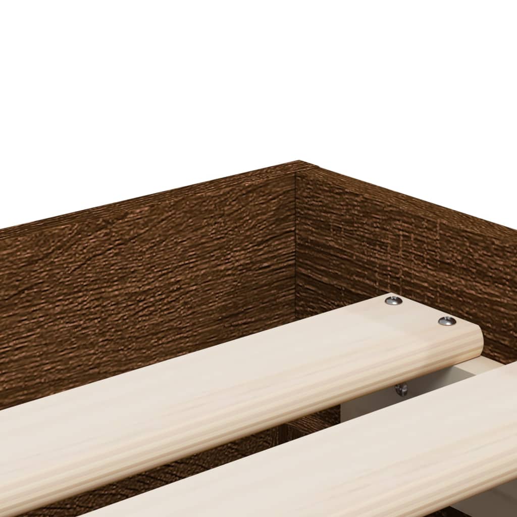 vidaXL Cama con cajones madera de ingeniería marrón roble 100x200 cm