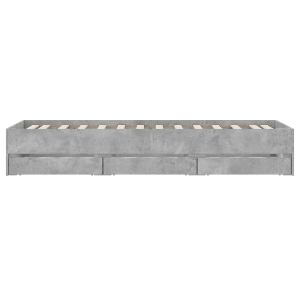 vidaXL Cama con cajones madera ingeniería gris hormigón 90x200 cm