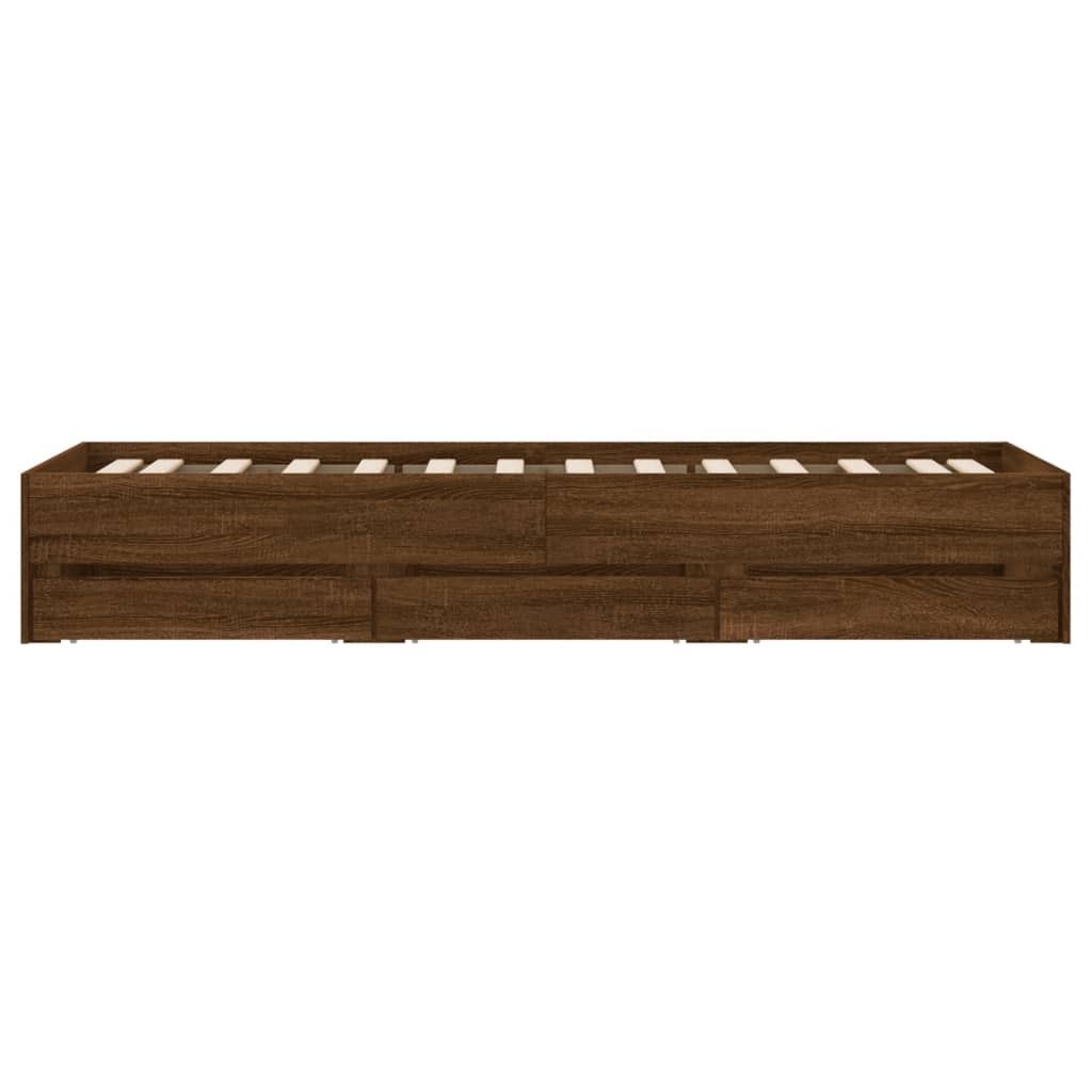 vidaXL Cama con cajones madera de ingeniería marrón roble 90x200 cm